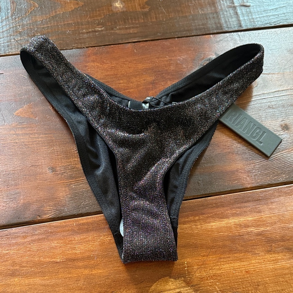 Triangl Swimwear Sparkly Black Bottoms Size Large